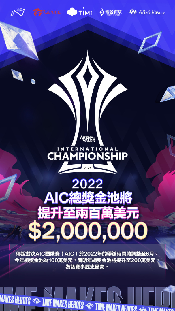 《传说对决》2022 全球赛事年度计划公布 AIC国际赛、AWC 世界杯奖金池翻倍再创新高