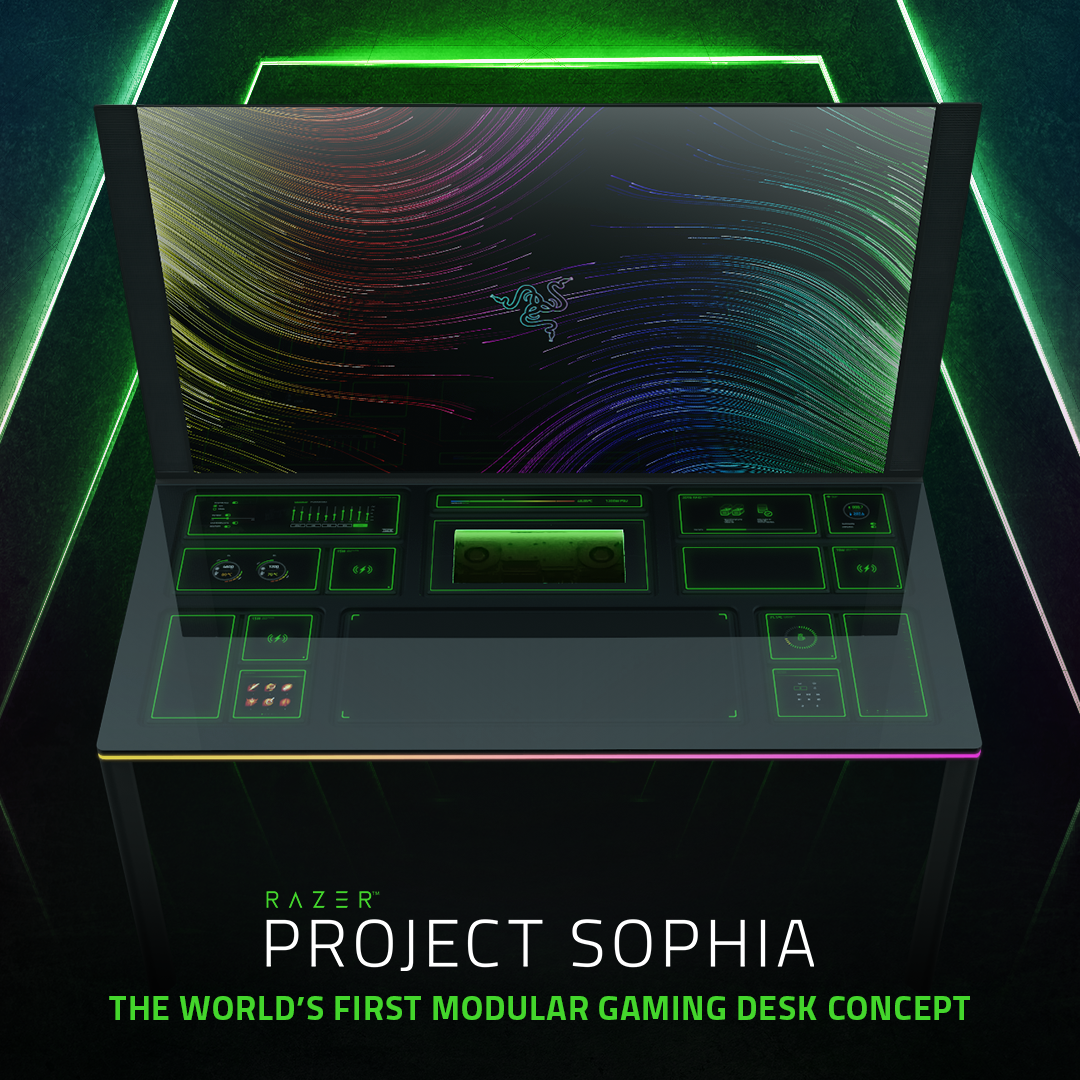 【CES 2022】椅子也会震动、桌面也有屏幕！Razer公布旗下首款电竞桌Project Sophia以及触感反馈电竞椅Enki Pro Hypersense！