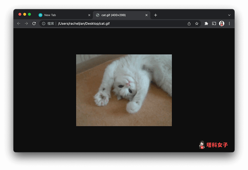 Mac 播放 GIF 动图：将 GIF 文件拖曳到浏览器内