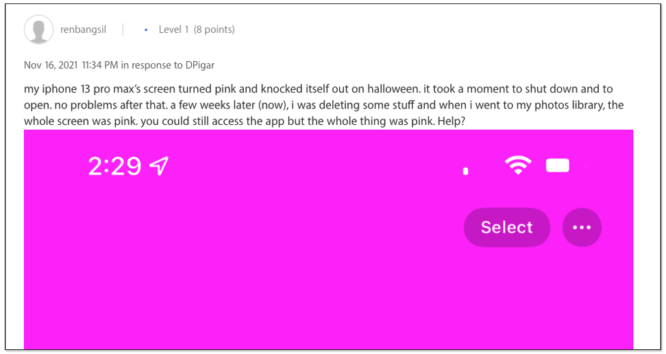 你的 iPhone 13 屏幕颜色变粉红色吗？ Apple 确认是软件 Bug 错误导致 