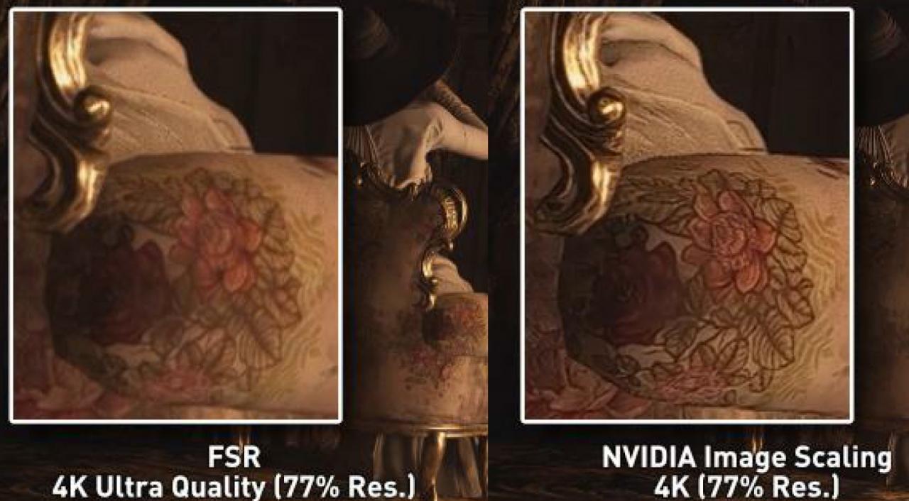 根据NVIDIA官方提供的范例，Image Scaling的输出画质比AMD FSR技术更加理想。