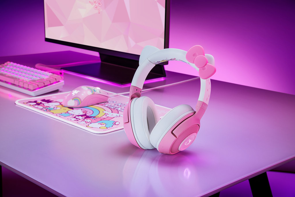 照片中包含了雷蛇hello kitty、Razer Kraken BT 小猫、凯蒂猫、雷蛇海妖小猫、雷蛇公司