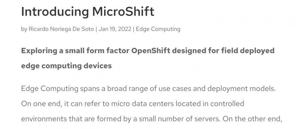 红帽正在实验将OpenShift推向边缘装置 