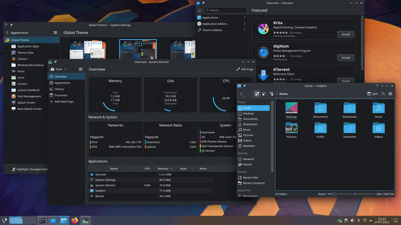 KDE释出Plasma 5.24版更新，新增总览界面、支持VR、触控应用 