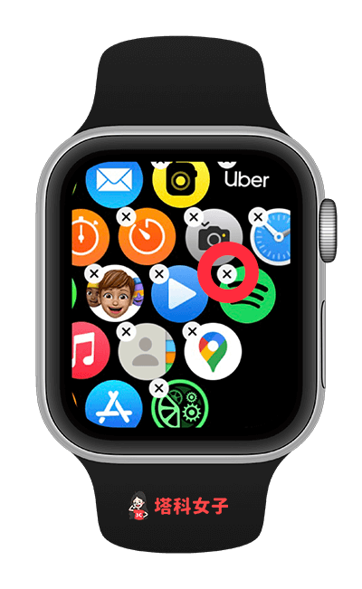 Apple Watch删除App：点击右上角 X