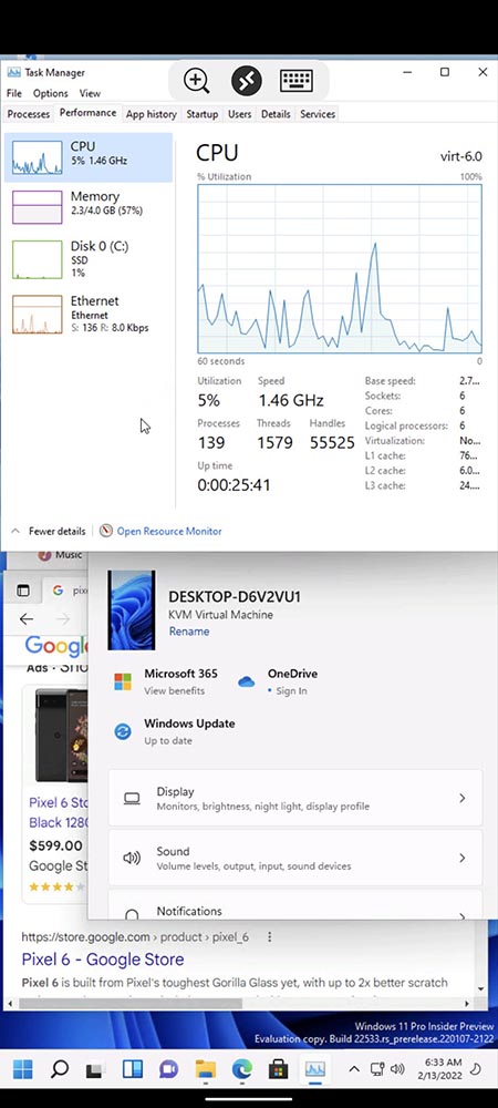 国外开发者发现 Android 13 可以顺畅的运行虚拟 Windows 11，连毁灭战士都能玩 