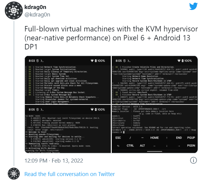 Android 13 立功！ 网友在 谷歌 Pixel 6 成功跑起 Win11 虚拟机