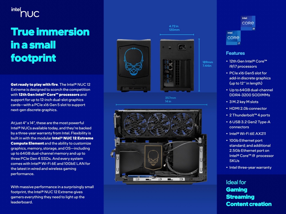 Intel揭晓新款NUC 12 Extreme小型主机，可让用户能组装小型游戏机种 