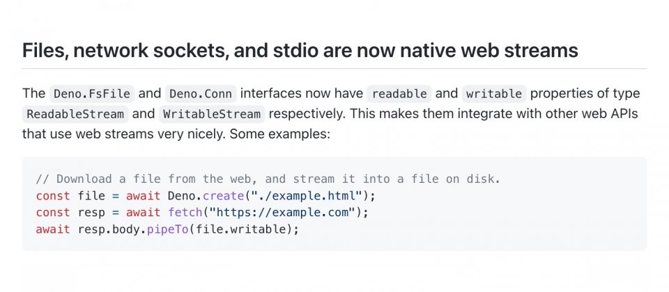 Deno 1.19开始原生支持网页串流 