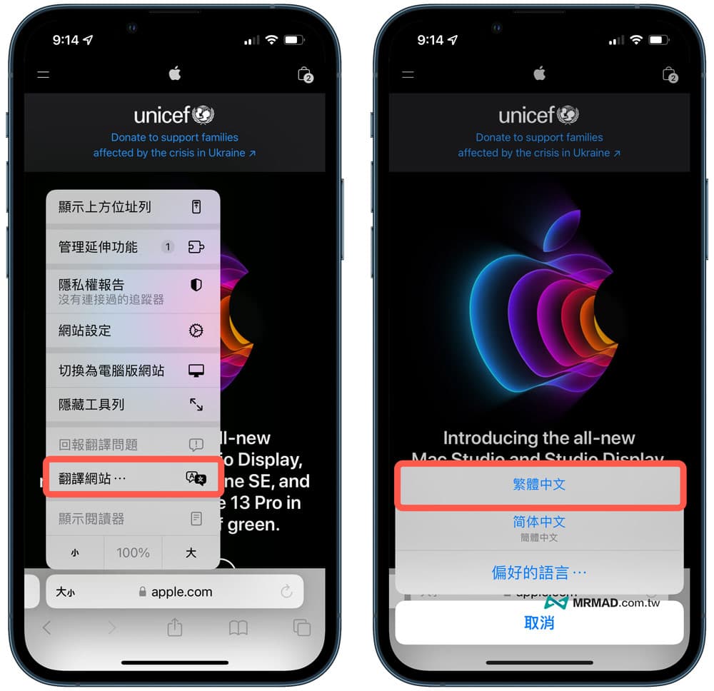 Safari 翻译支持中文