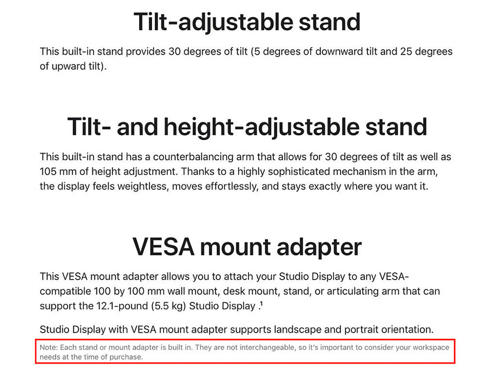 选购 Apple Studio Display 要注意，支架形式选定即无法自行替换