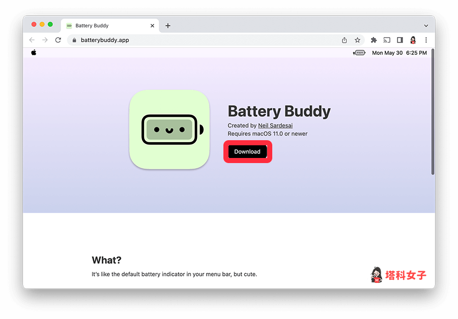 Mac 可爱电量表情小工具《Battery Buddy》：下载