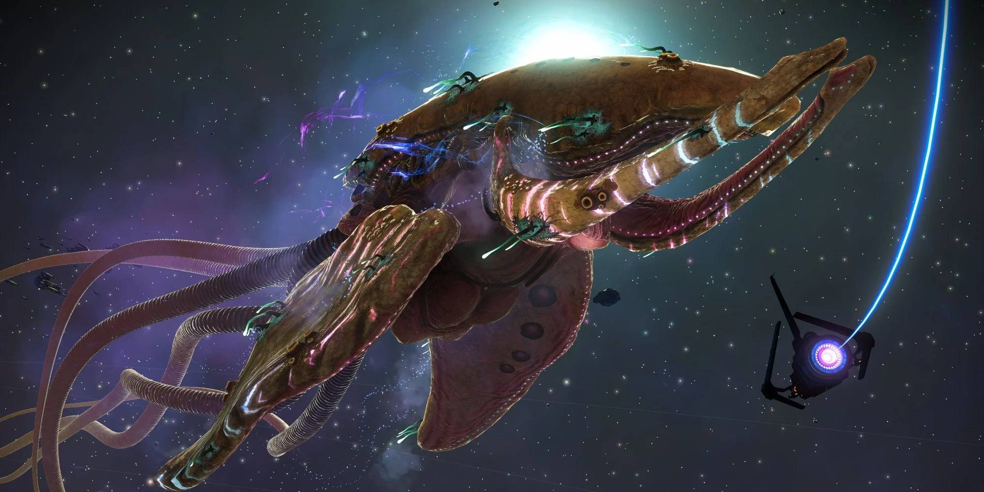 造成“时间轮回”现象的太空鲸鱼利维坦（图片来源：Hello Games）