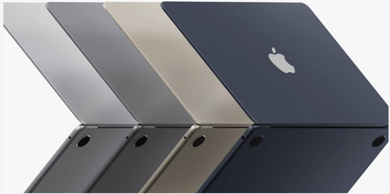 MacBook Air 2022 颜色：银色、太空灰色、星光色、午夜色