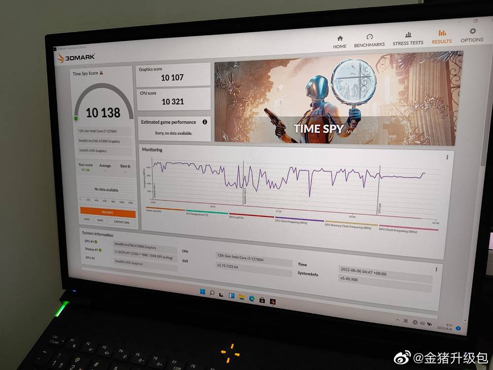 实测IntelArcA730M的3DMark TimeSpy跑分赢过RTX 3070，但有一点要注意