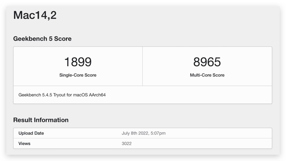 M2 MacBook Air Geekbench 跑分