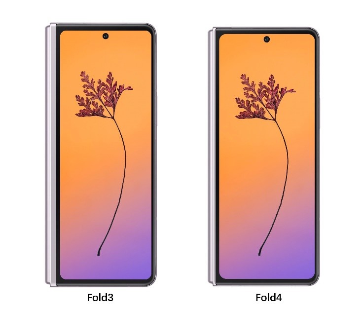  Sammobile 公布的 Galaxy Z Fold3 与 Z Fold4 封面屏幕比例差异的比较图。