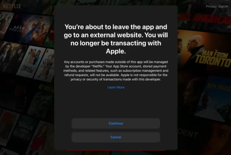 Netflix摆脱Apple税的束缚：在iOS版App加入外部连结，让消费者直接付款！
