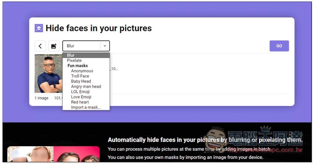 Hide faces in your pictures 自动将照片上的人脸打上马赛克、小贴图，免上传直接在浏览器完成