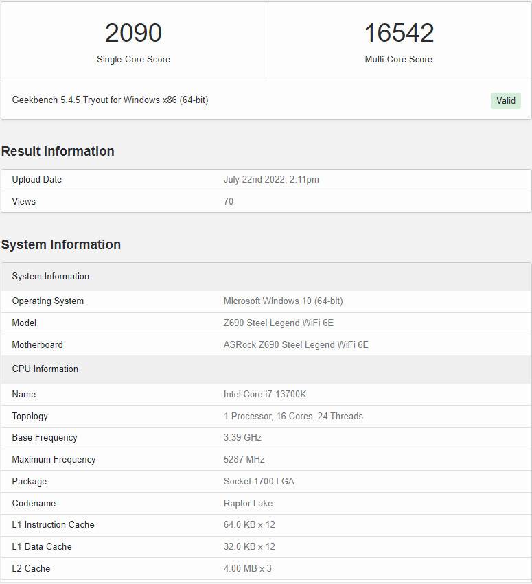 DDR5 表现要比 DDR4 内存好，Intel Core i7-13700K 多核心效能成长 20%