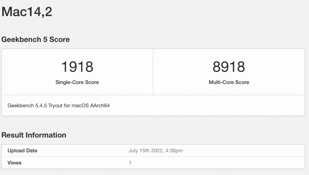 M2 geekbench 1