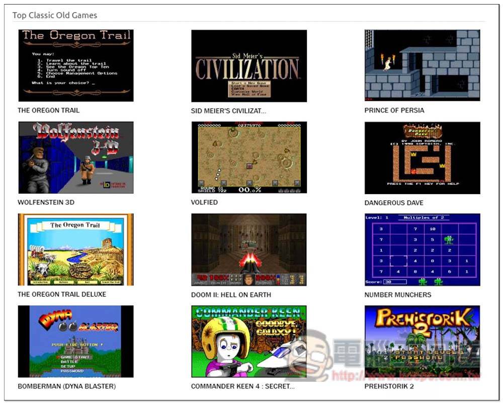 CLASSIC RELOAD 收录超过 6，000 款免费 DOS/Windows 游戏，打开浏览器就能玩