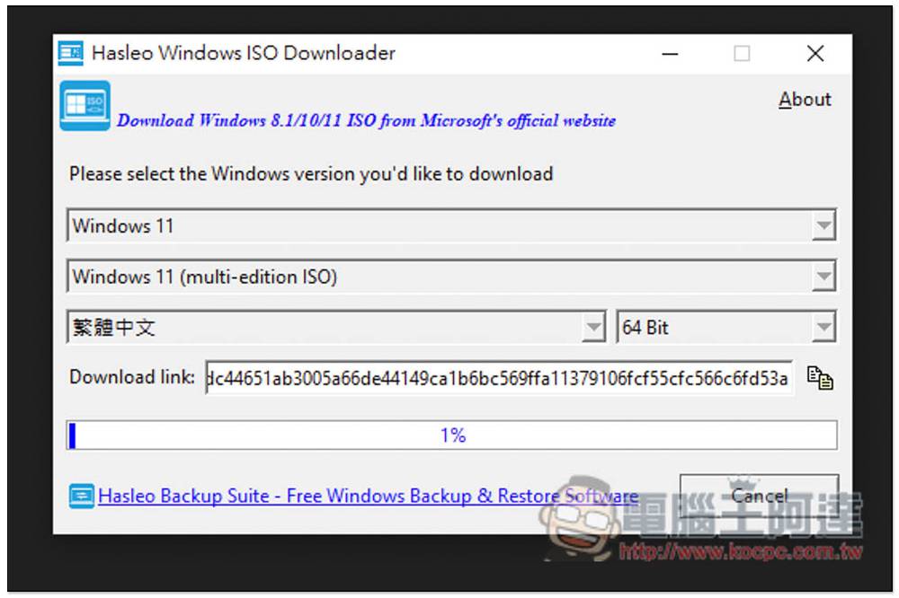 Hasleo Windows ISO Downloader 一键下载微软官方 Win11/10/8.1 ISO 文件的免费软件