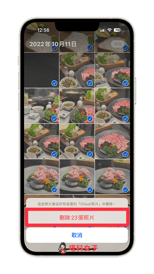 iPhone 批量删除照片与视频：确认删除多张照片