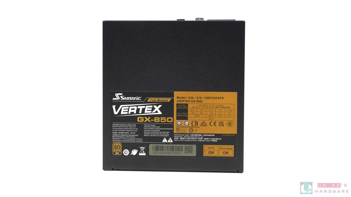 海韵 Seasonic Vertex GX-850 ATX 3.0 电源供应器开箱