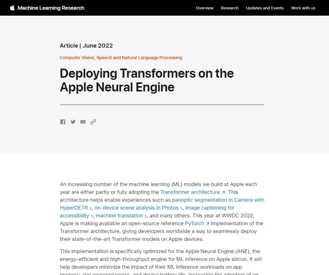 文章Deploying Transformers on the Apple Neural Engine链接