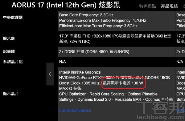 NVIDIA 开放 OEM 可配合笔记本设计，对显示芯片的最高功耗做出调整，但也要求厂商必须标明独显电源最大支持瓦数，使使用者容易辨别。