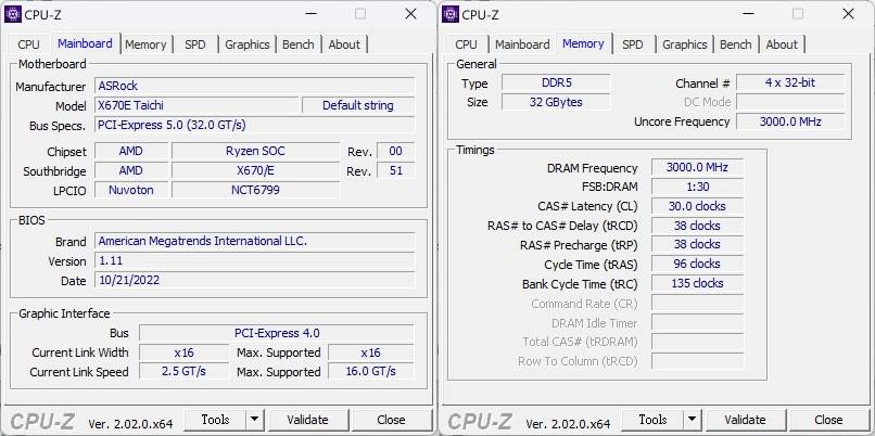 搭配ASRock X670E主板与G.Skill Trident Z5 Neo 16GBx2 DDR5-6000内存。