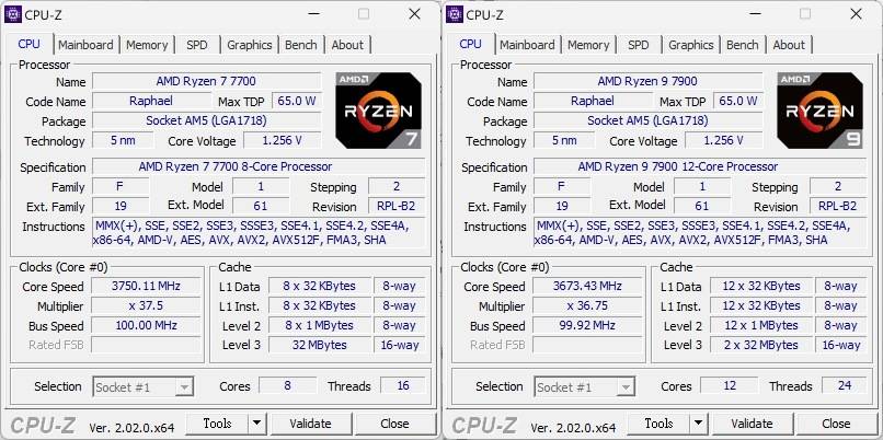 这次测试的主角为AMD Ryzen 7 7700、Ryzen 9 7900处理器。