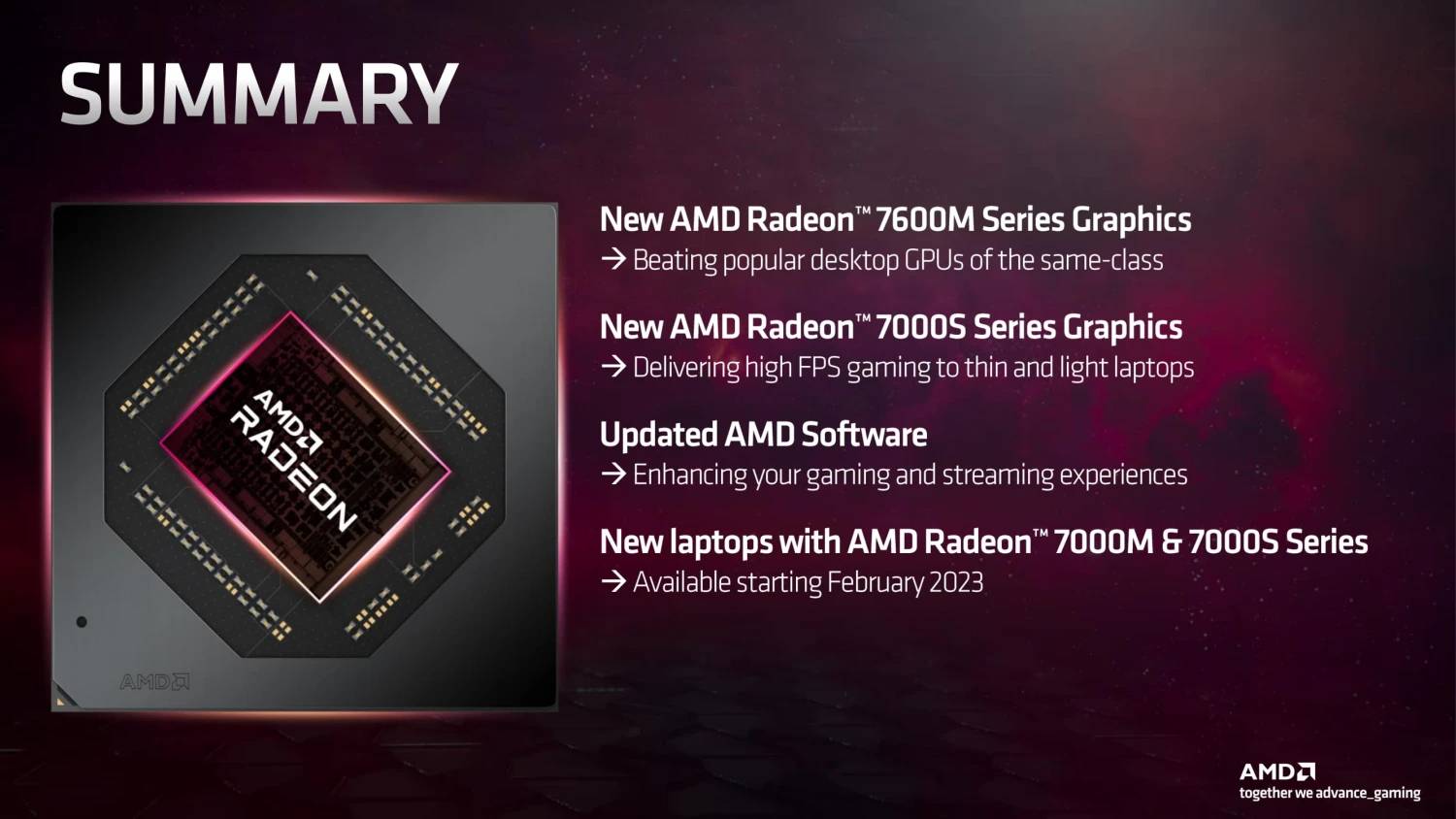AMD 于 CES 2023 正式发布 Radeon RX 7000 系列笔电显示芯片！