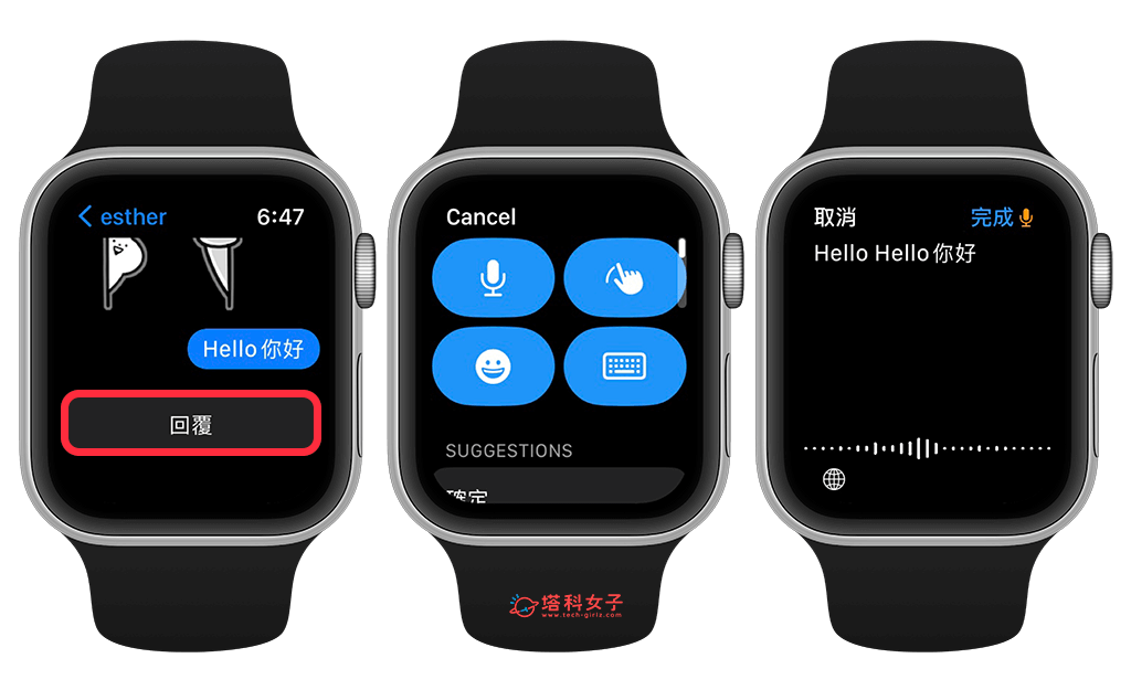 Apple Watch 回复 Messenger 信息