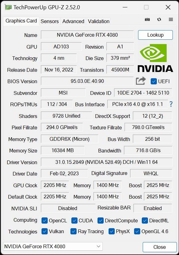 MSI GeForce RTX 4080 16GB SUPRIM X 开箱评测