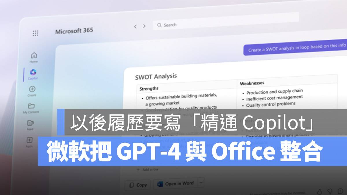 微软 Microsoft OpenAI GPT-4 Copilot Office Word PPT Excel AI