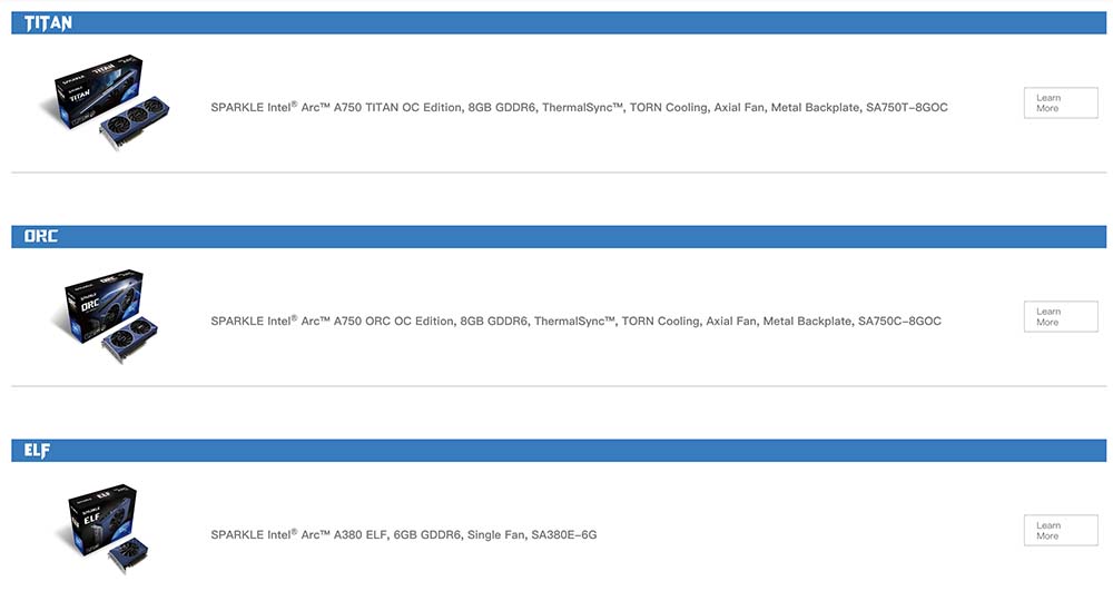 Intel Arc阵营添加新品牌，许久未见的 Sparkle 推出 Intel Arc 系列显卡