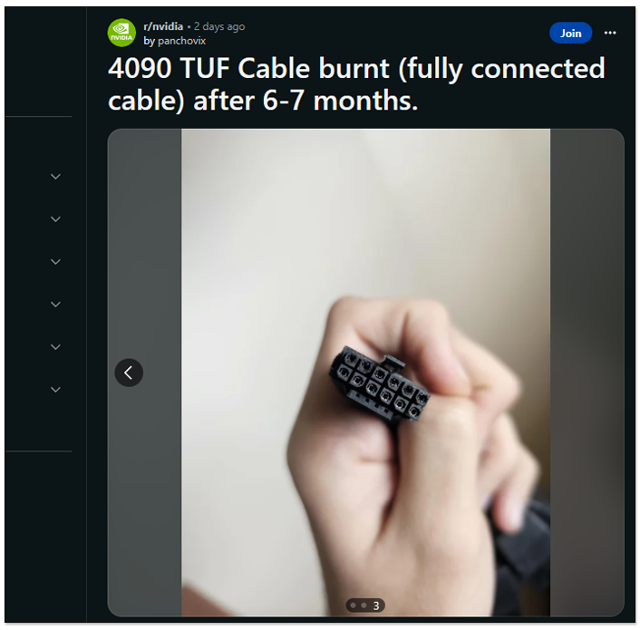NVIDIA RTX 4090 的16Pin 电源线又烧毁了，国外传出最新3个案例 - 电脑王阿达