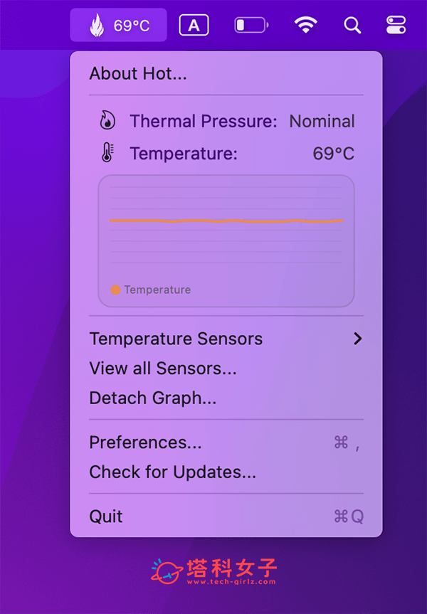 Mac 温度监控软件 Hot：显示 CPU 温度