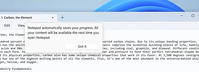 微软为「记事本」Notepad 加入自动存储功能