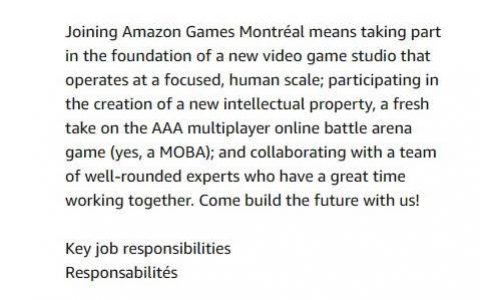 亚马逊招聘透露开发MOBA游戏中，想打破《英雄联盟》《DOTA2》双强鼎立局面？