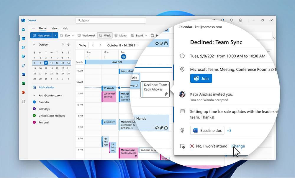 Outlook 下个月将新增实用会议功能，已拒绝仍可将事件记在日历 - 电脑王阿达