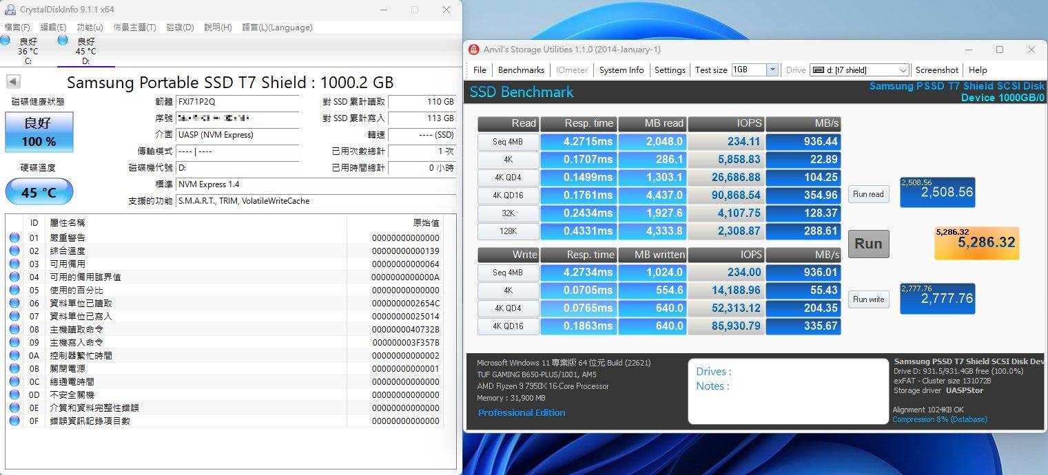 三星SAMSUNG T7 Shield 1TB USB 3.2 Gen 2移动固态硬盘-防水防尘好厉害，更有1050MB/s高速传输