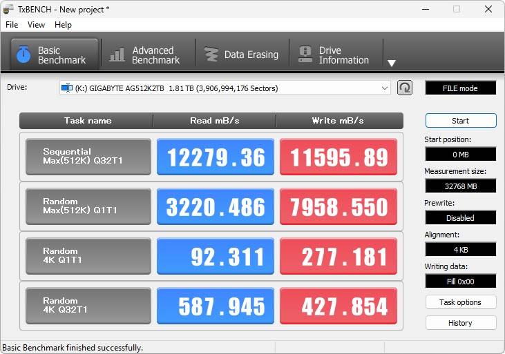 GIGABYTE AORUS Gen5 12000 PCIe 5.0x4 2TB SSD 效能简测