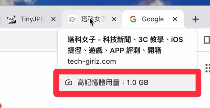 查询 Chrome 内存用量