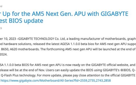 GIGABYTE 为 AMD 下一代 AM5 脚位 APU 推出 BIOS 更新