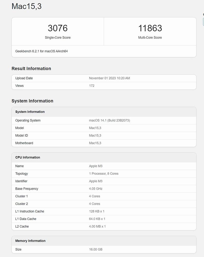 首笔标准版M3效能跑分现身Geekbench，分数超越核心数更多的M2 Pro - 电脑王阿达