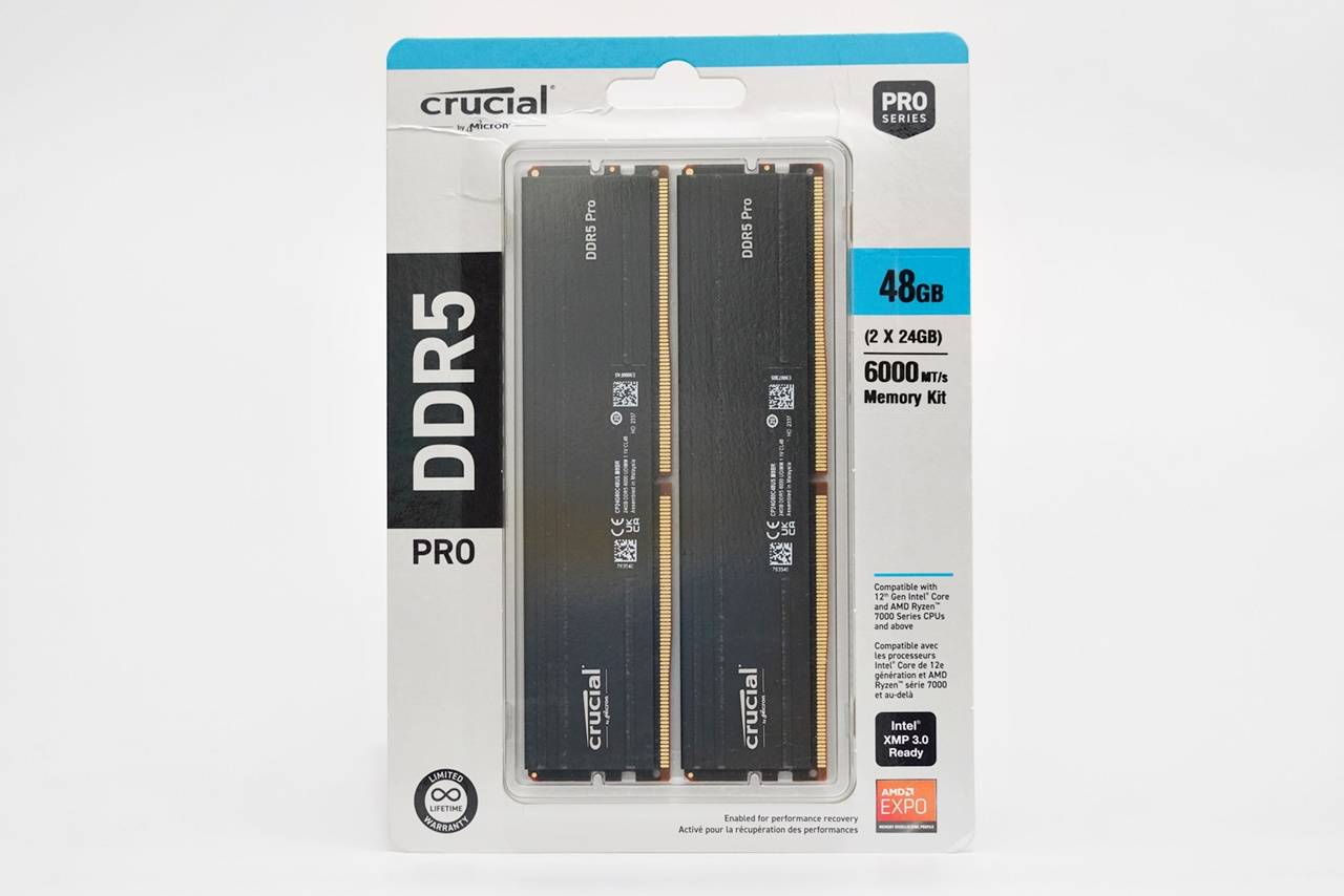 Crucial PRO DDR5 6000 48GB Kit 非2进制展现价格容量优势 支持双平台超频设定