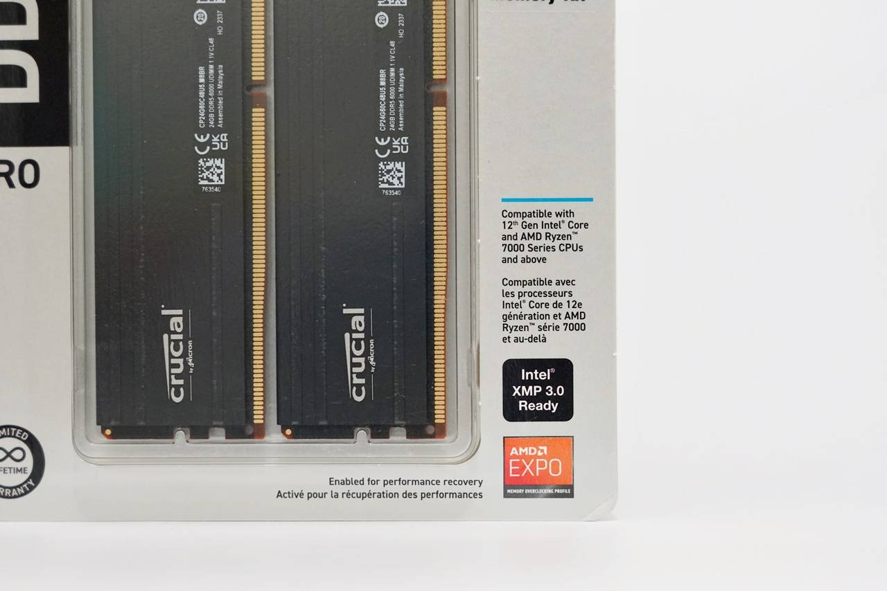 Crucial PRO DDR5 6000 48GB Kit 非2进制展现价格容量优势 支持双平台超频设定